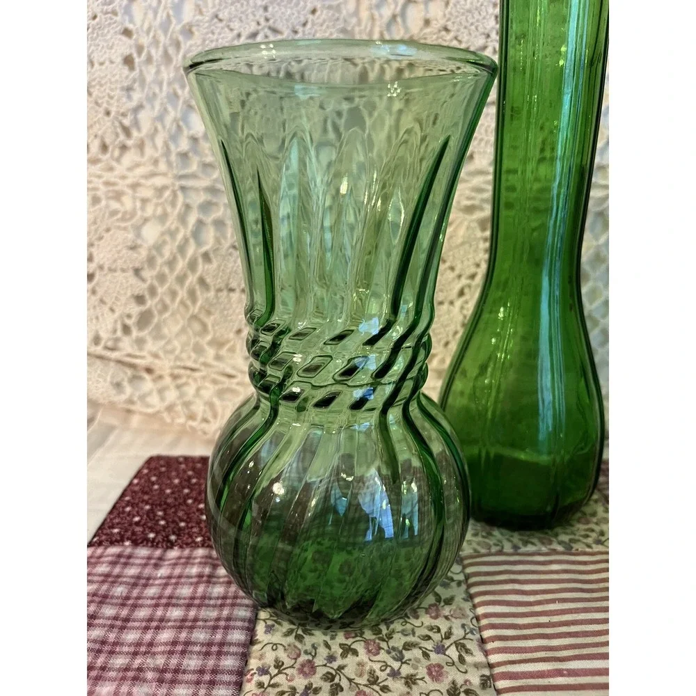 Emerald Green Glass Vase Set 3 Pieces Wedding Vases